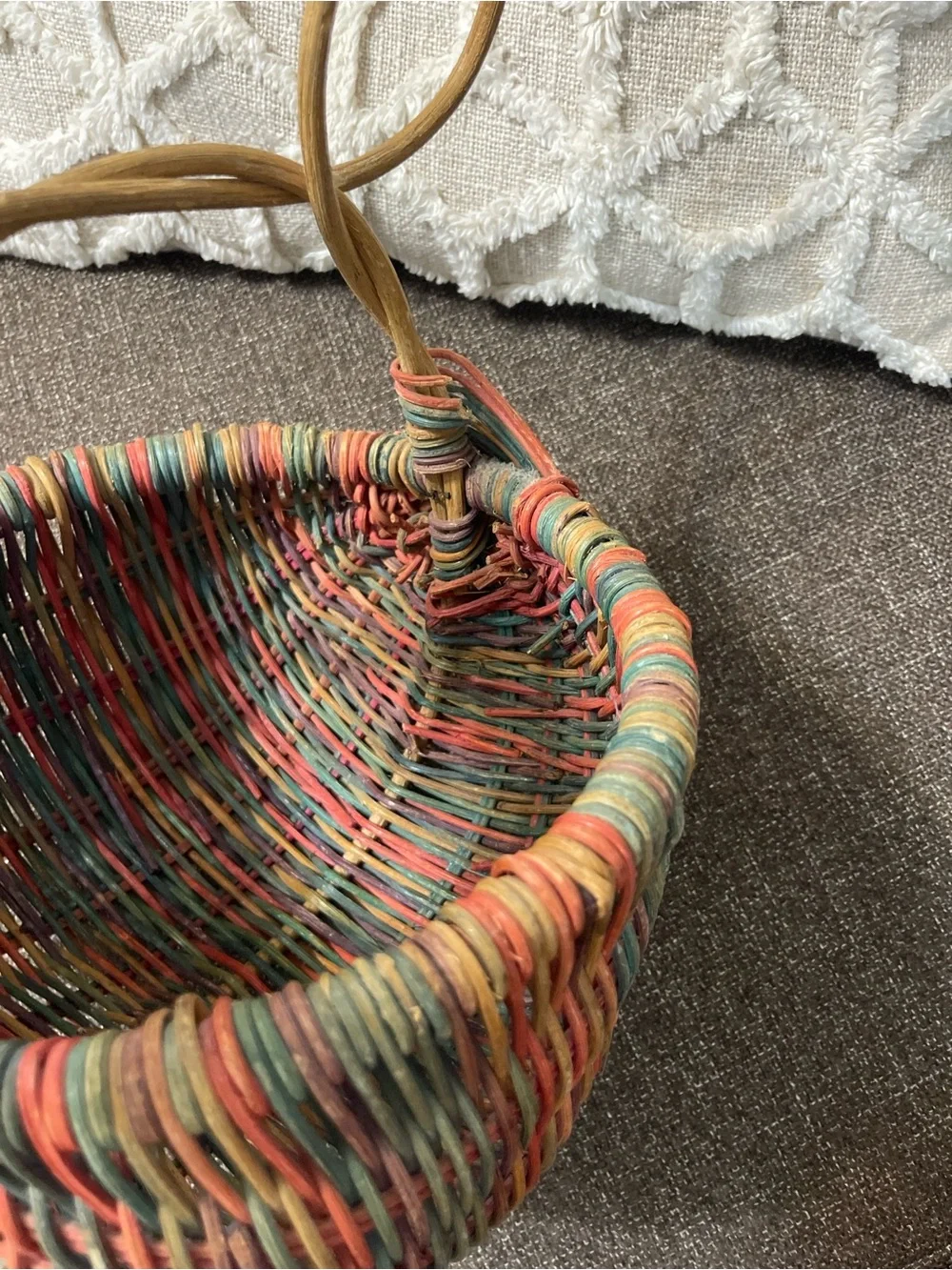 Eye Of God Rustic Twig Rattan Buttocks Basket Handmade Woven Primitive